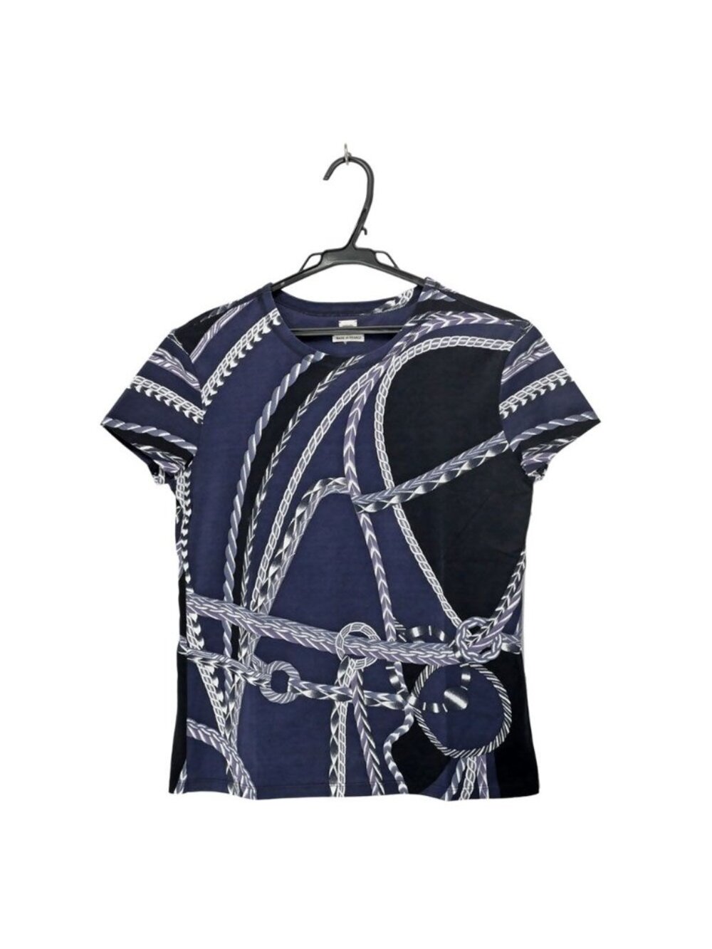 Hermes Naito T-Shirt Rope Navy Purple White Cotton 36
